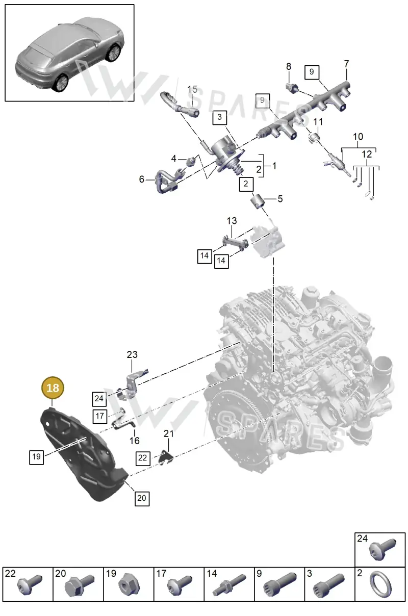 PAC253243B — Porsche Macan (2018-2022) diagram p52000014, position 18