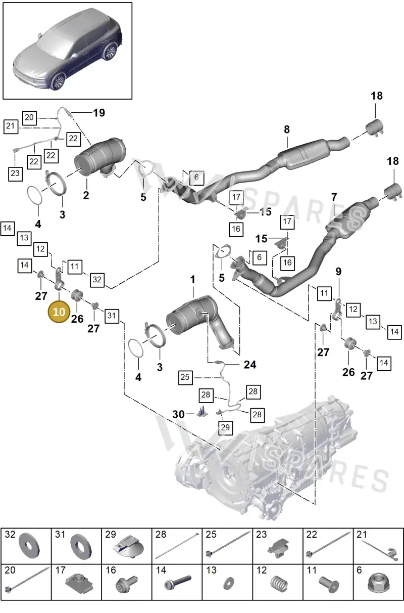 PAC253295 — Porsche Cayenne (2017-2023) diagram p51202065, position 10