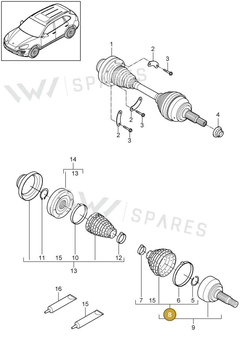 PAC498203 — Porsche Cayenne (2010-2018) diagram p37401010, position 8