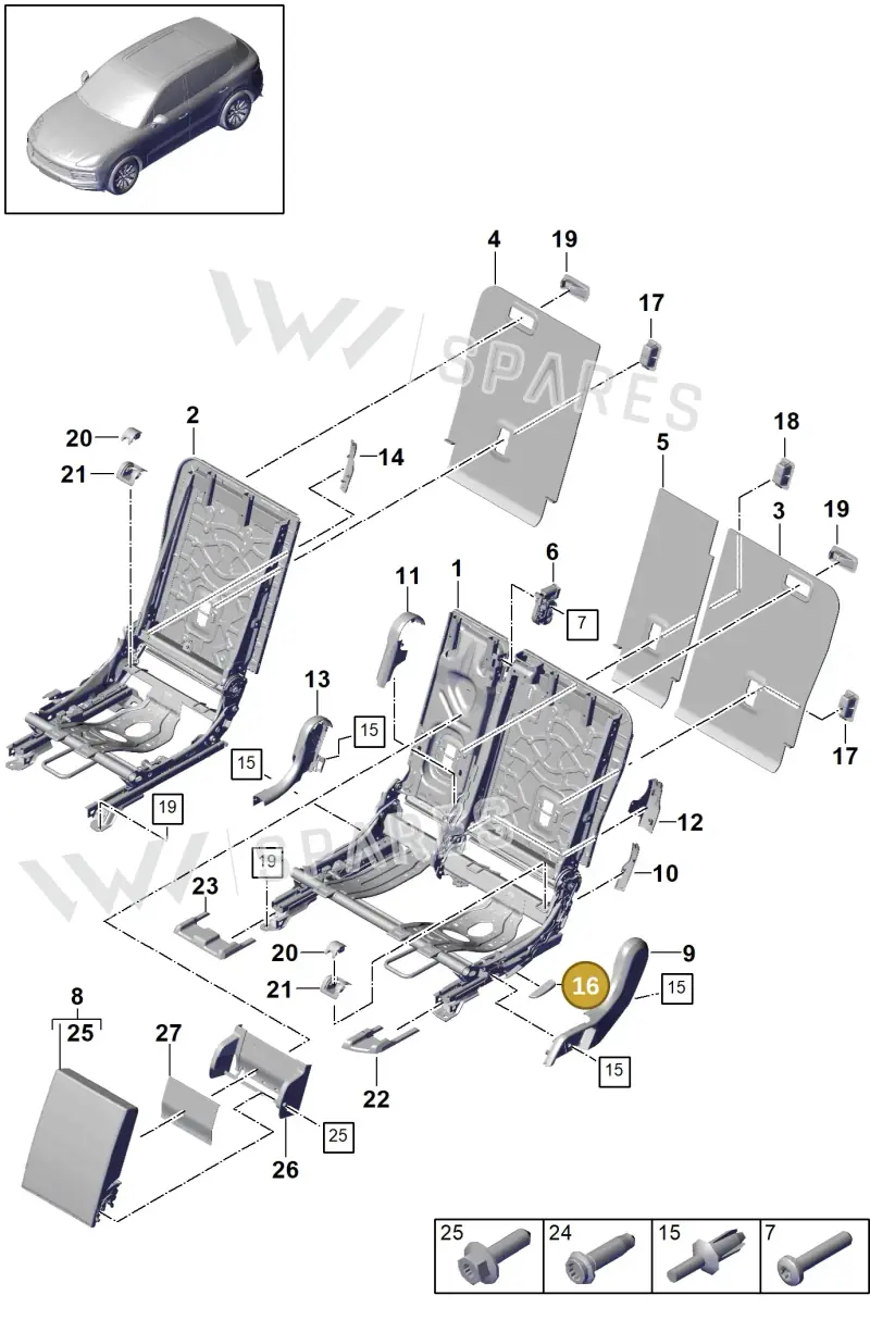 PAC88325282V — Porsche Cayenne (2017-2023) diagram p51818005, position 16