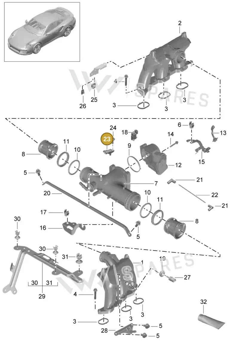 PAC906051 — Porsche 911 (2013-2020) diagram p42107010, position 23