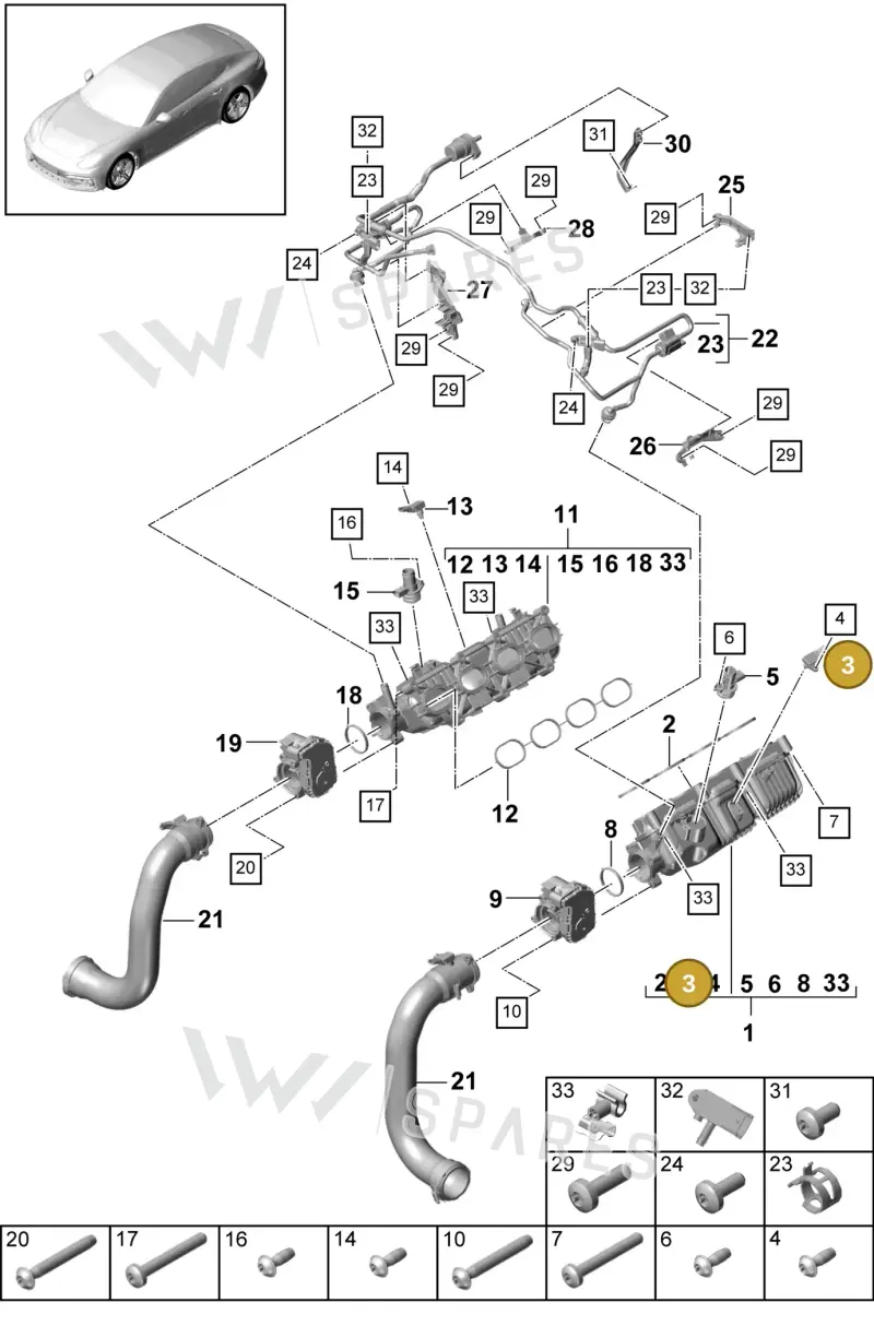 PAC906051 — Porsche Panamera (2016-2020) diagram p49107025, position 3