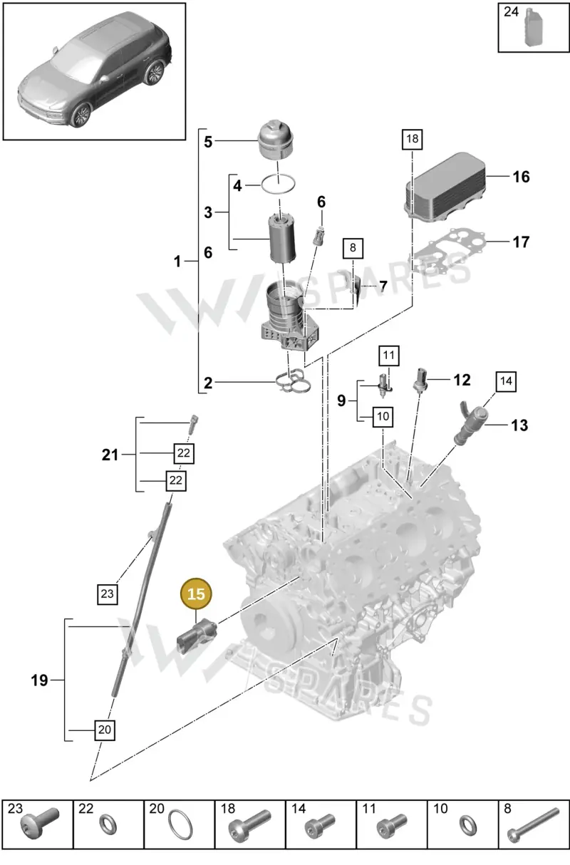 PAC906054A — Porsche Cayenne Diesel V6 (2017-2023) diagram p51104000, position 15