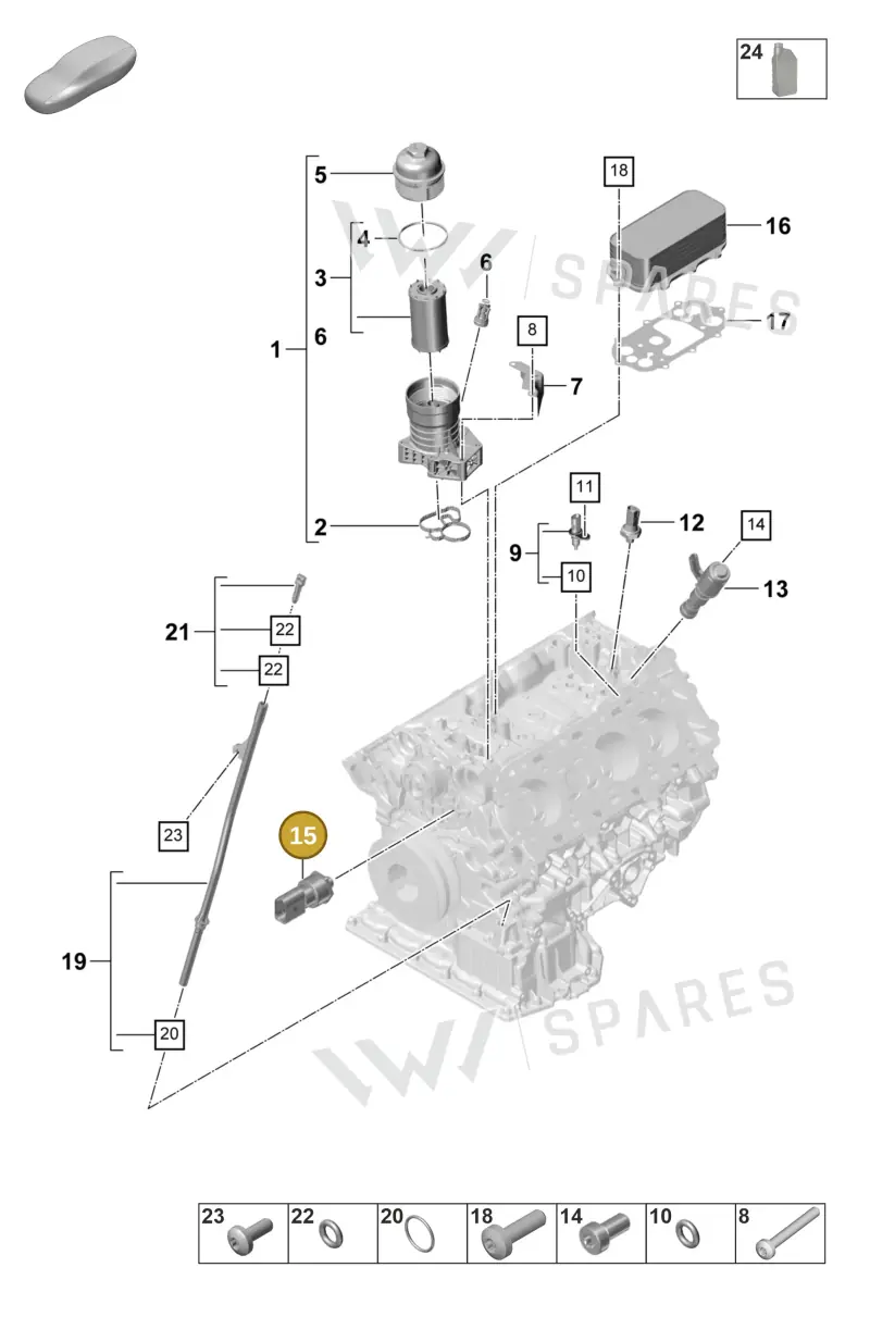 PAC906054A — Porsche Panamera 4 Hybrid (2020-2023) diagram p58104200, position 15