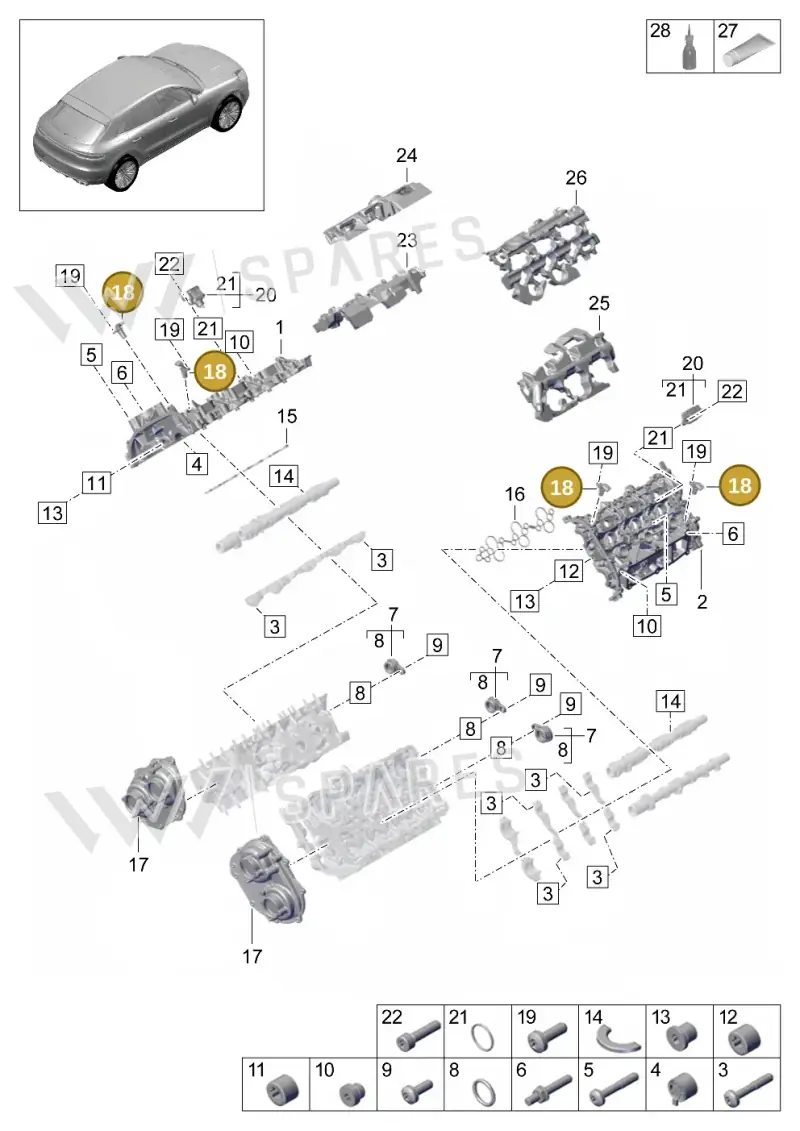 PAC907601 — Porsche Macan R4 TFSI (2018-) diagram p52000072, position 18