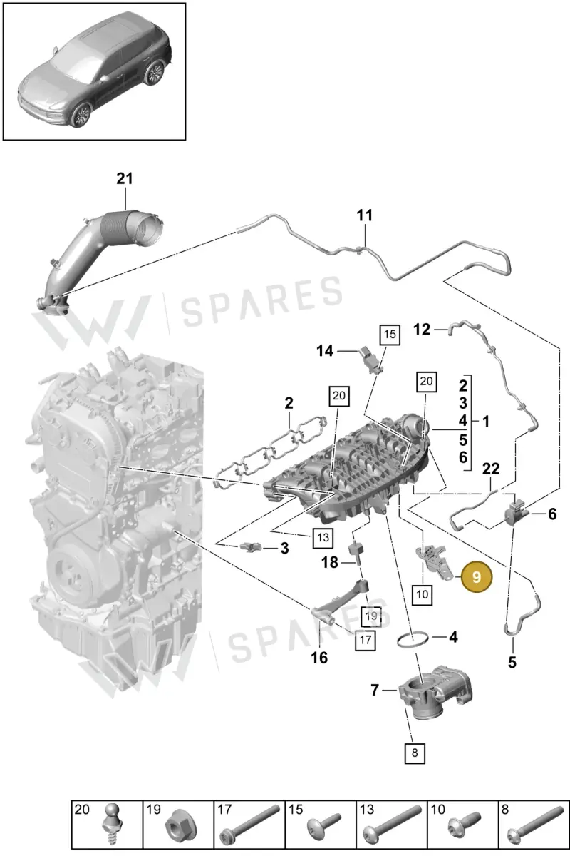 PAC971497 — Porsche Cayenne (2017-2023) diagram p51107050, position 9