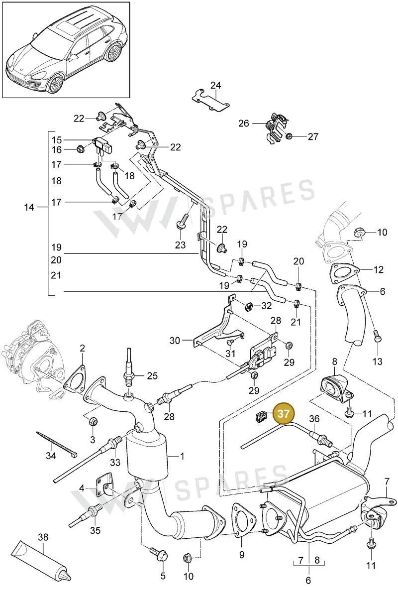 PAC971842 — Porsche Cayenne (2010-2018) diagram p37202022, position 37