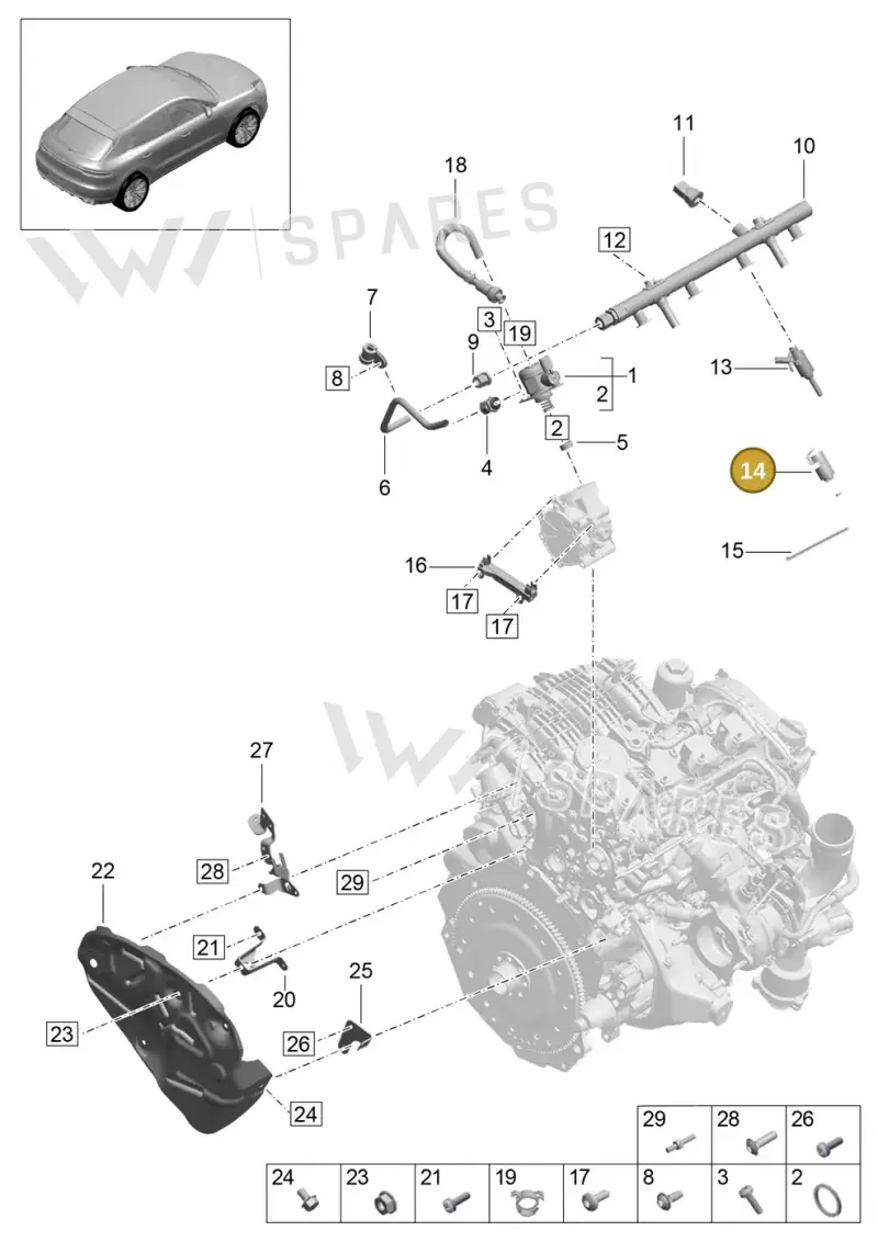 PAC998907 — Porsche Macan (2018-2022) diagram p52000123, position 14