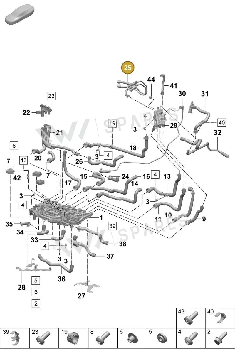 PAD121162 — Porsche Taycan Sport Turismo (2023-2025) diagram p64155050, position 25