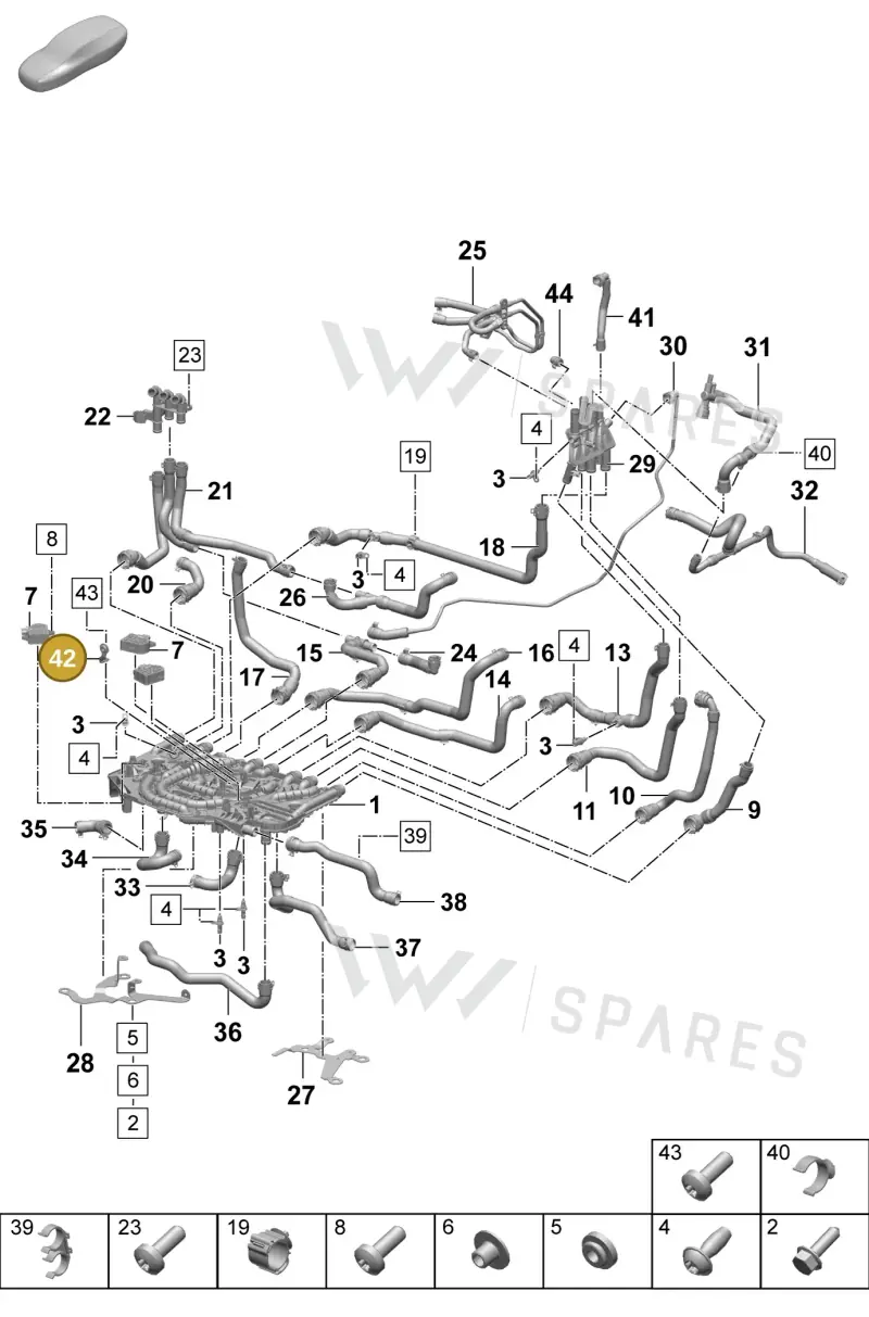 PAD121232B — Porsche Taycan Sport Turismo (2023-2025) diagram p64155050, position 42