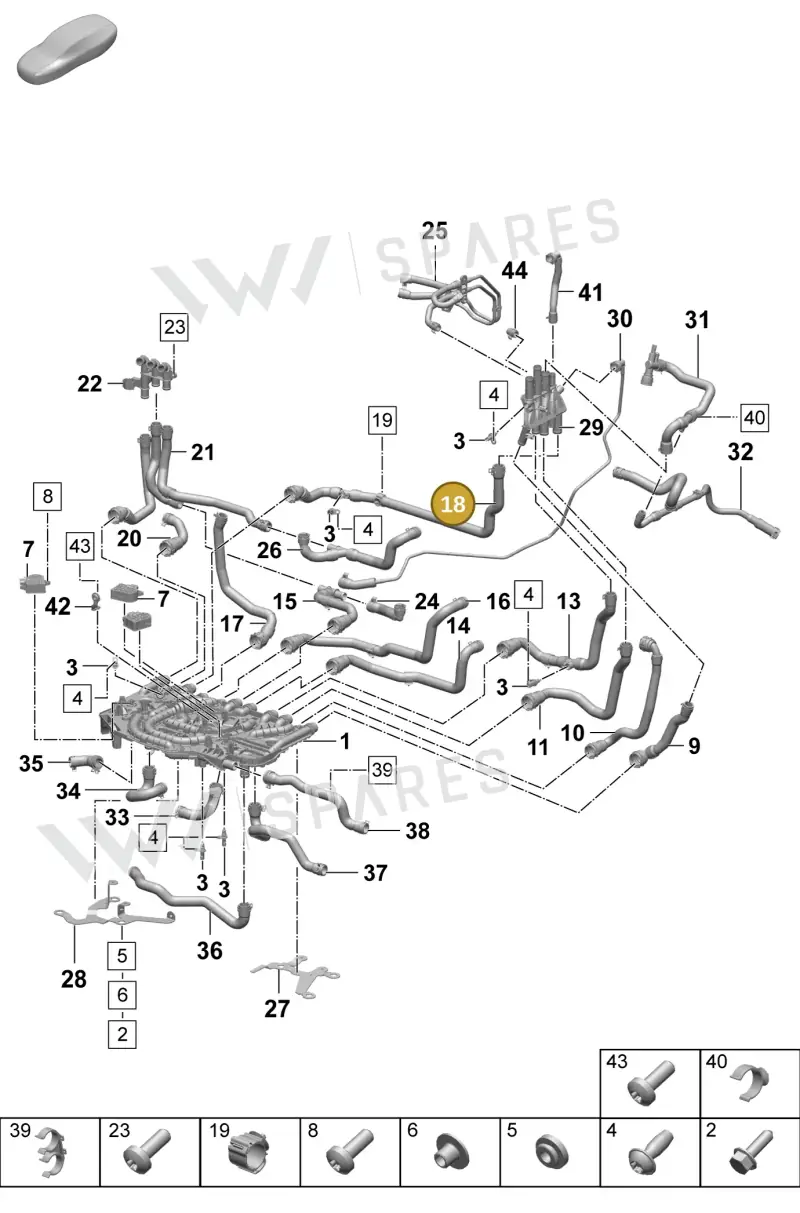 PAD121612 — Porsche Taycan Sport Turismo (2023-2025) diagram p64155050, position 18