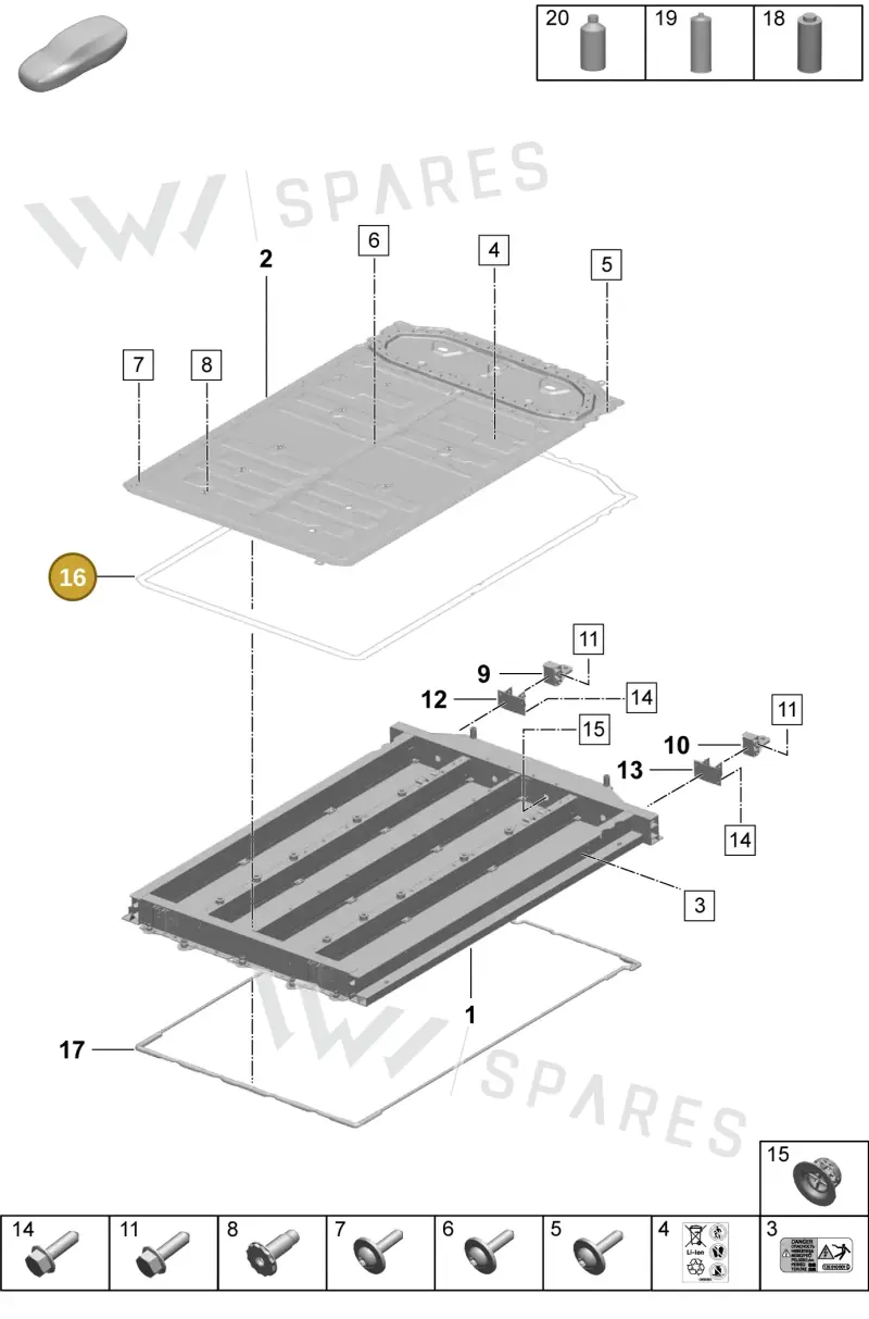 PAD450006 — Porsche Macan (2024-2024) diagram p61251010, position 11+16