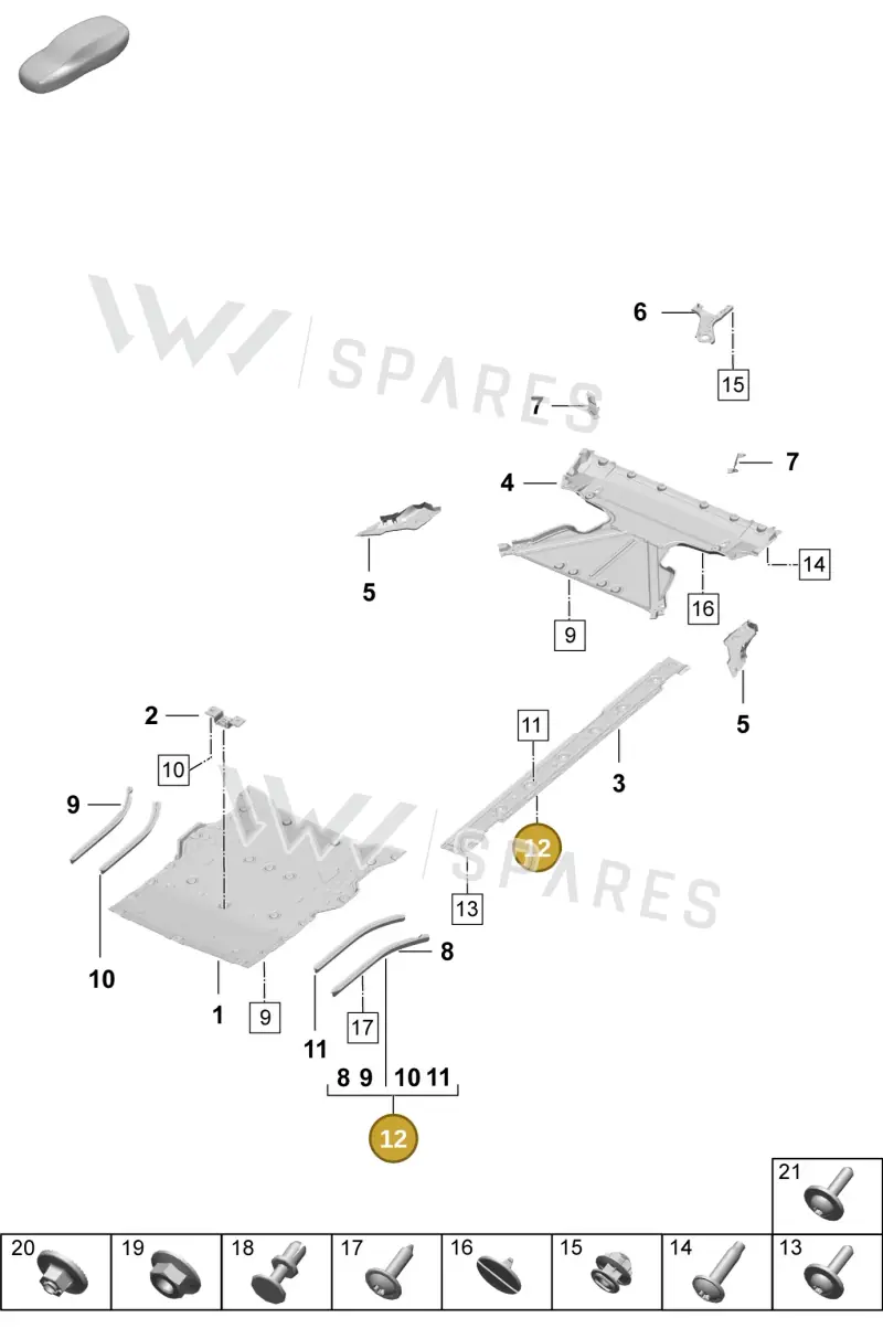 PAD805342 — Porsche Taycan Sport Turismo (2023-2025) diagram p64801710, position 12