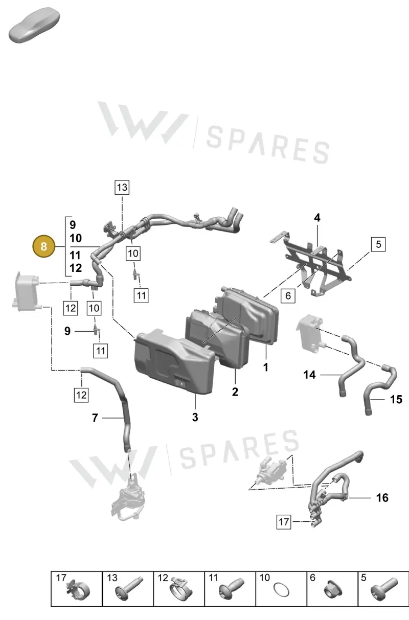 PAD815552 — Porsche Taycan Sport Turismo (2023-2025) diagram p64155060, position 8