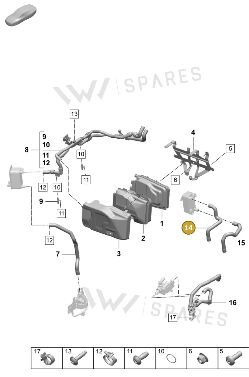 PAD815563 — Porsche Taycan Sport Turismo (2023-2025) diagram p64155060, position 14