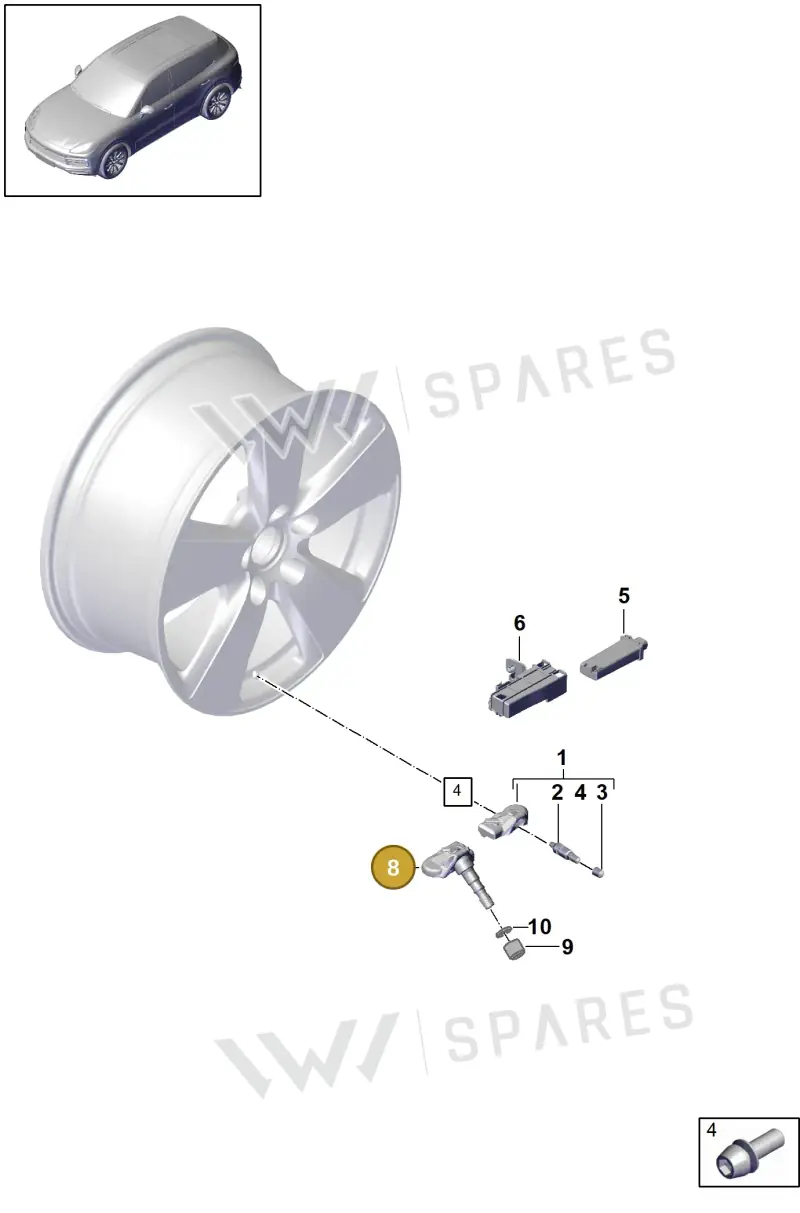 PAD907255 — Porsche Cayenne (2017-2023) diagram p51601050, position 8
