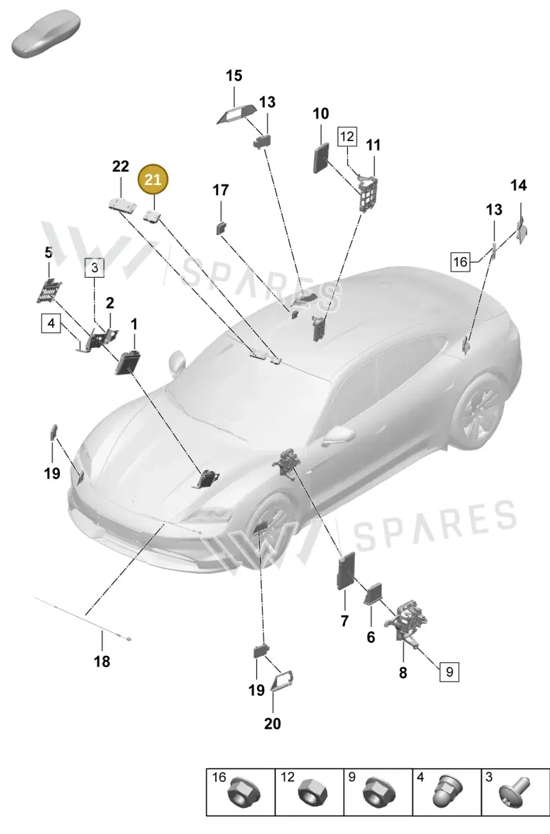 PAD907667B — Porsche Taycan Sport Turismo (2023-2025) diagram p64901300, position 21