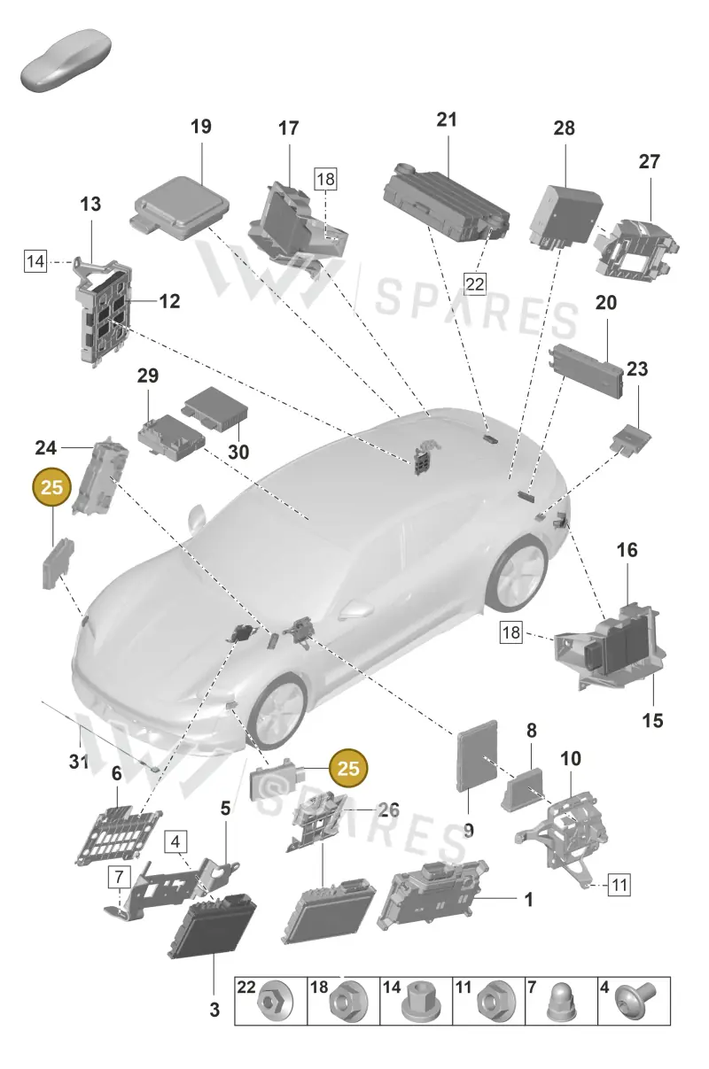 PAD907669 — Porsche Taycan Sport Turismo (2019-2024) diagram p56901040, position 25