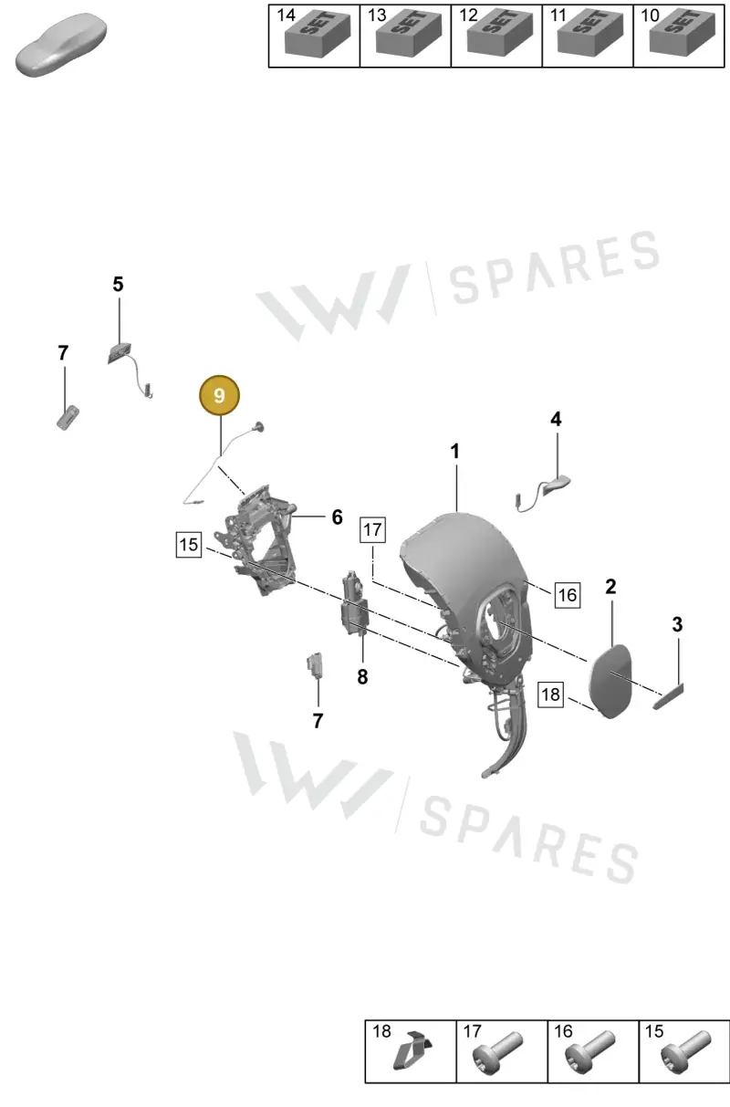 PAD915508A — Porsche Taycan Sport Turismo (2023-2025) diagram p64801410, position 9