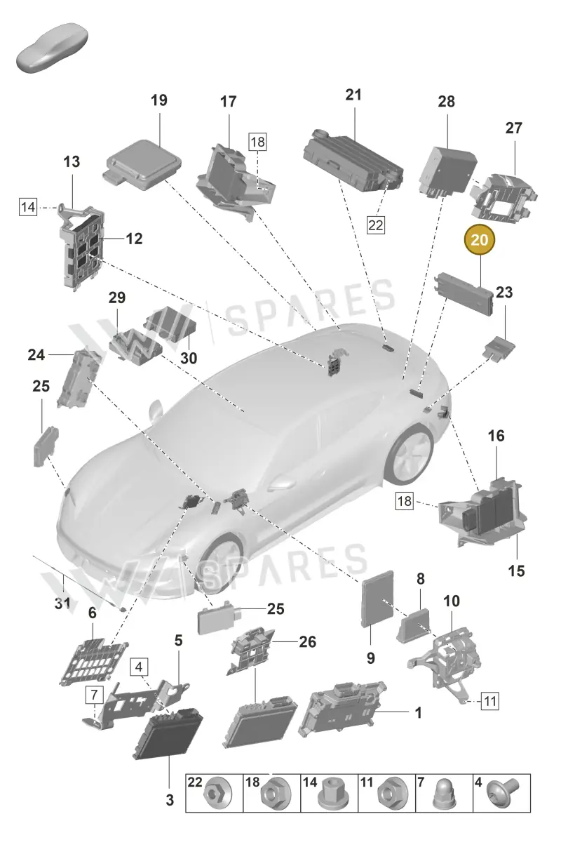 PAD959107 — Porsche Taycan Sport Turismo (2019-2024) diagram p56901040, position 20