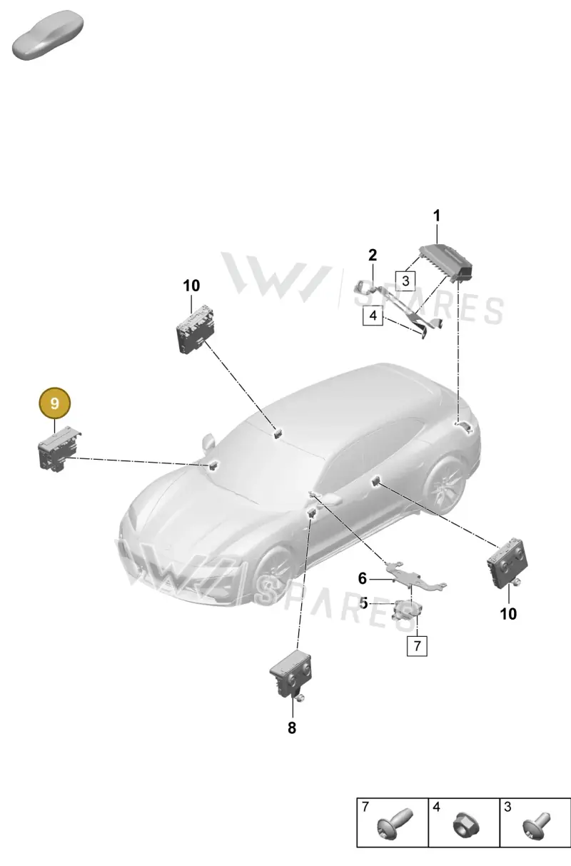 PAD959792A — Porsche Taycan Sport Turismo (2023-2025) diagram p64901200, position 9