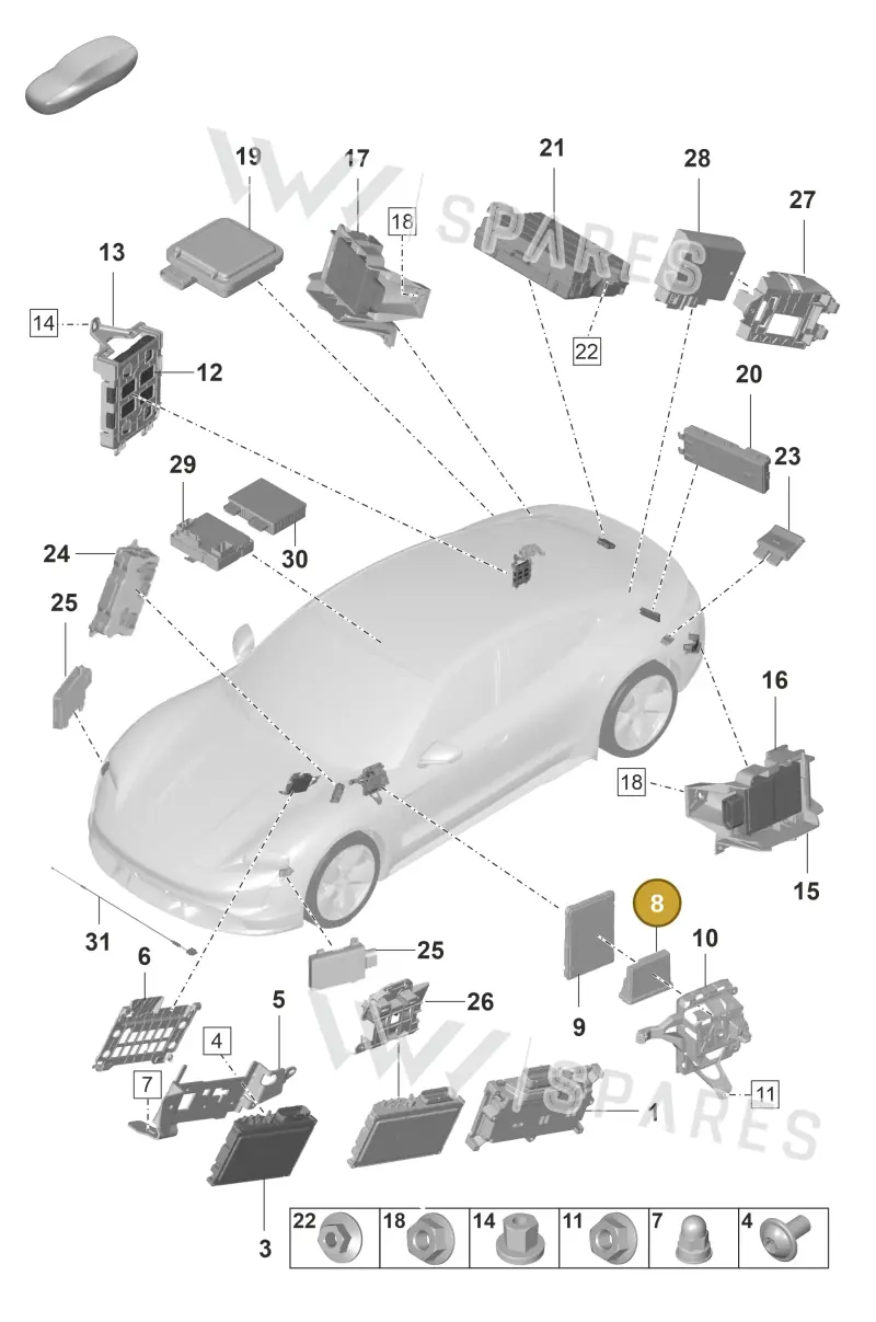 PAD965429A — Porsche Taycan Sport Turismo (2019-2024) diagram p56901040, position 8