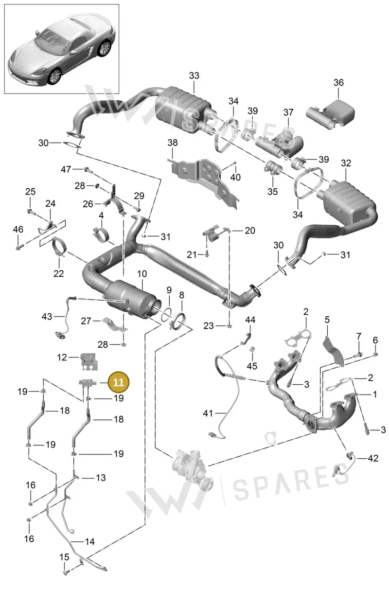 PAE906051D — Porsche Boxster (2016-2019) diagram p48000001, position 11