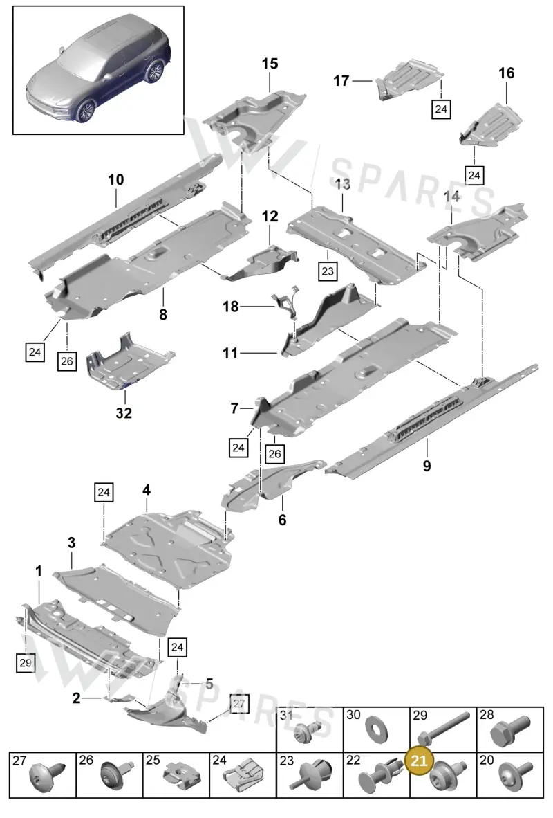 PAF00072900 — Porsche Cayenne (2017-2023) diagram p51801075, position 21