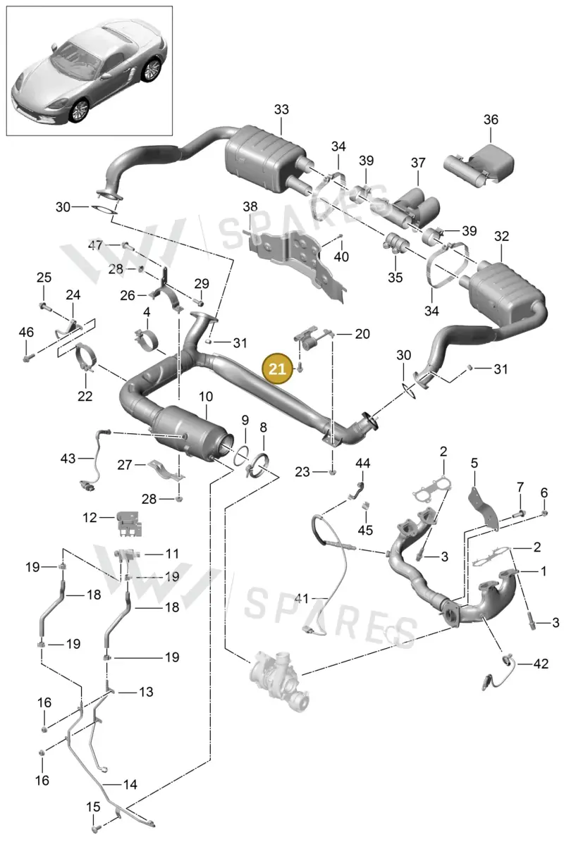 PAF001704 — Porsche Boxster (2016-2019) diagram p48000001, position 21
