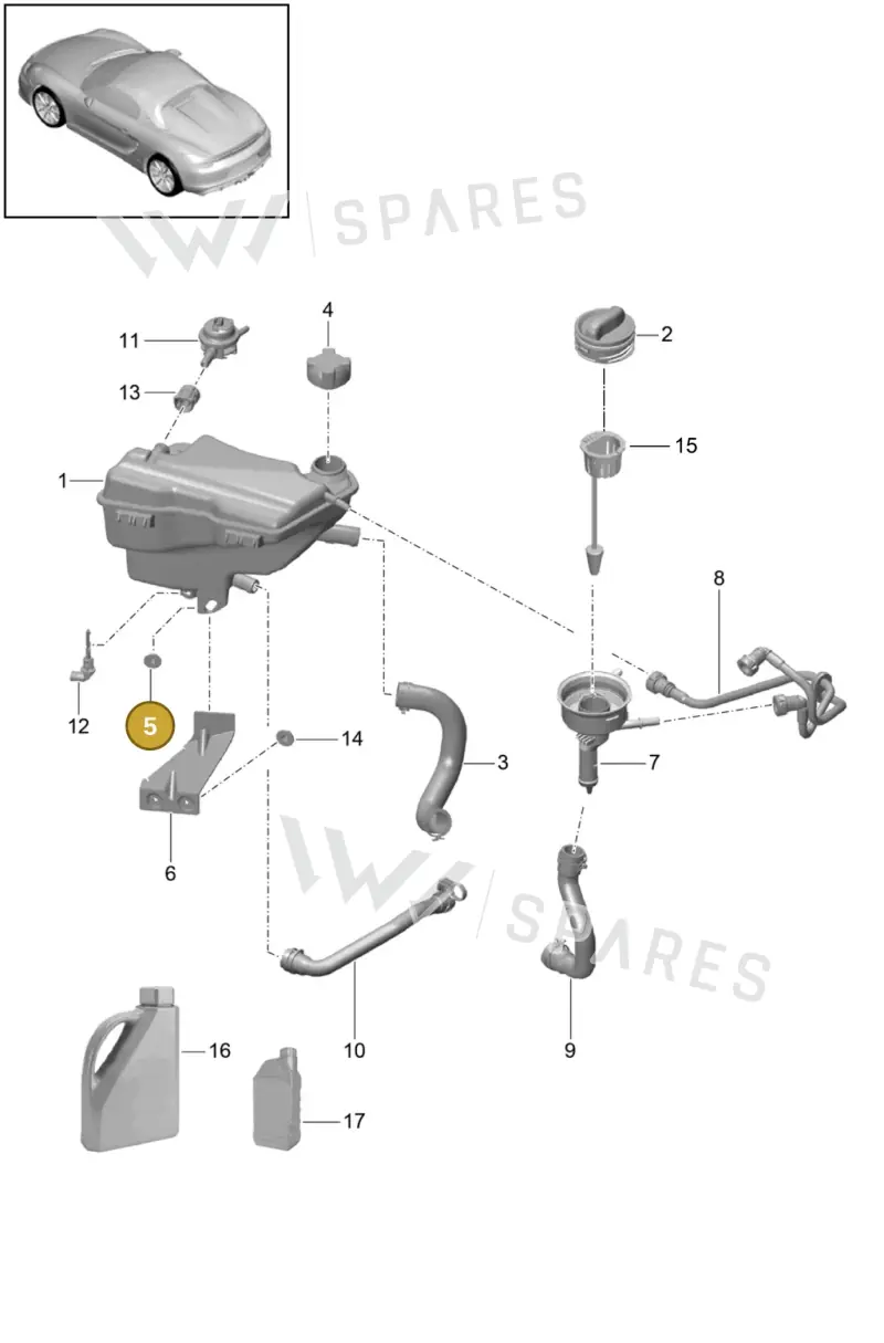 PAF003923 — Porsche Boxster Spyder (2015-2016) diagram p46105020, position 5