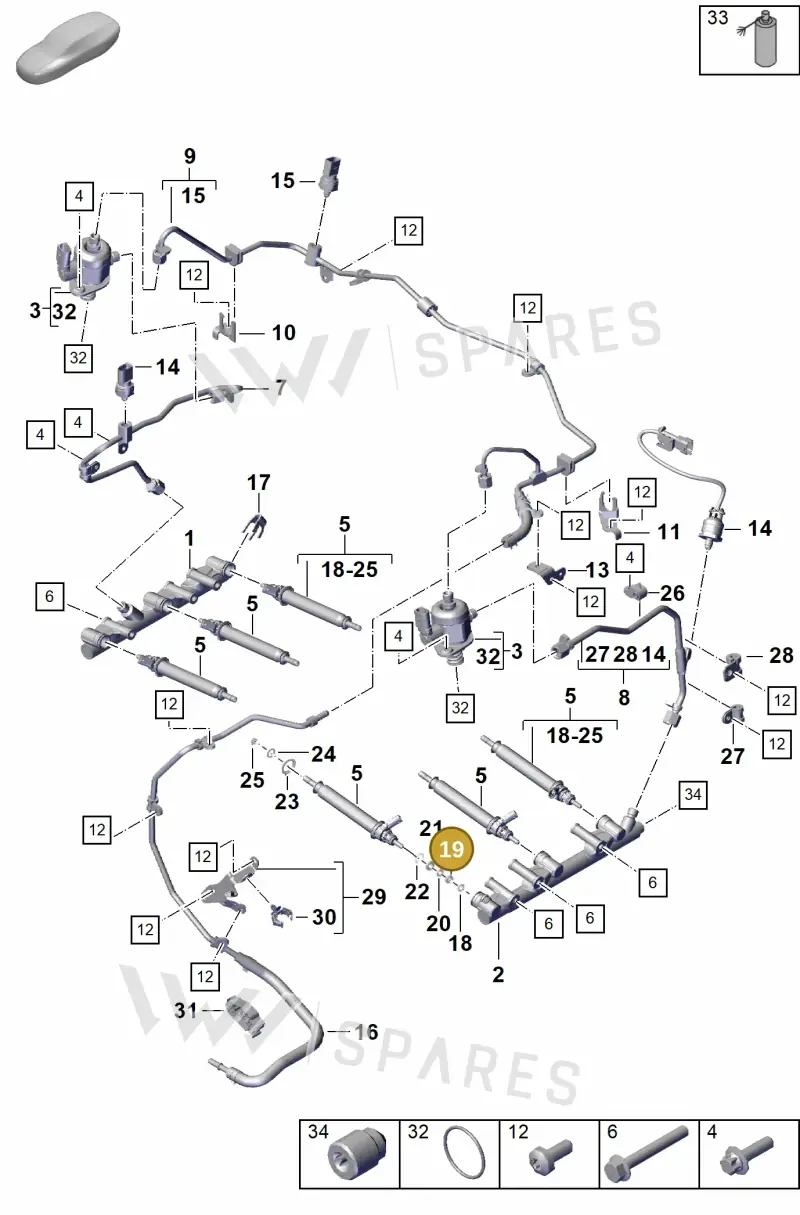 PAF006121 — Porsche Boxster Spyder (2019-2020) diagram p55107000, position 19