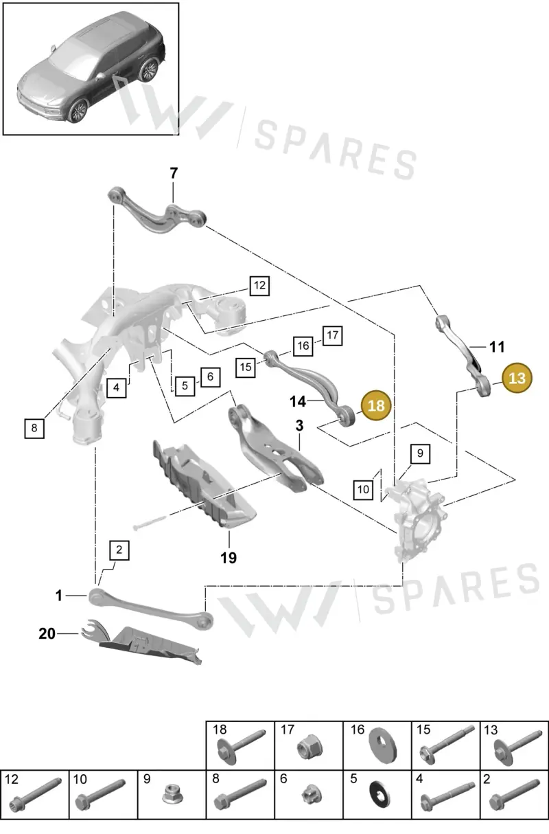 PAF006496 — Porsche Cayenne (2017-2023) diagram p51501010, position 13+18