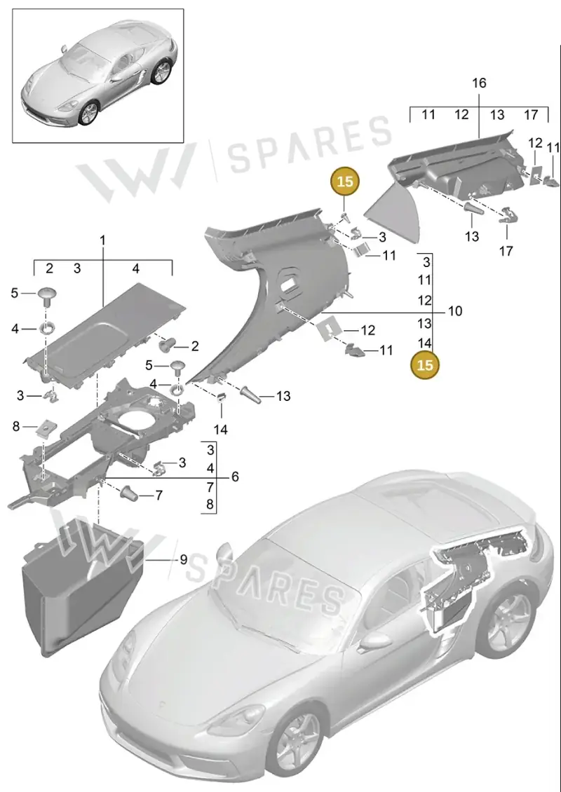 PAF006992 — Porsche Cayman (2016-2019) diagram p50807030, position 15