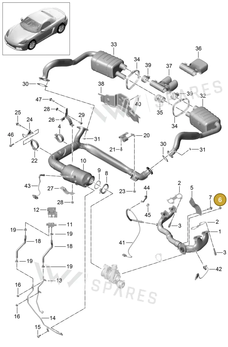 PAF007634 — Porsche Boxster (2016-2019) diagram p48000001, position 6