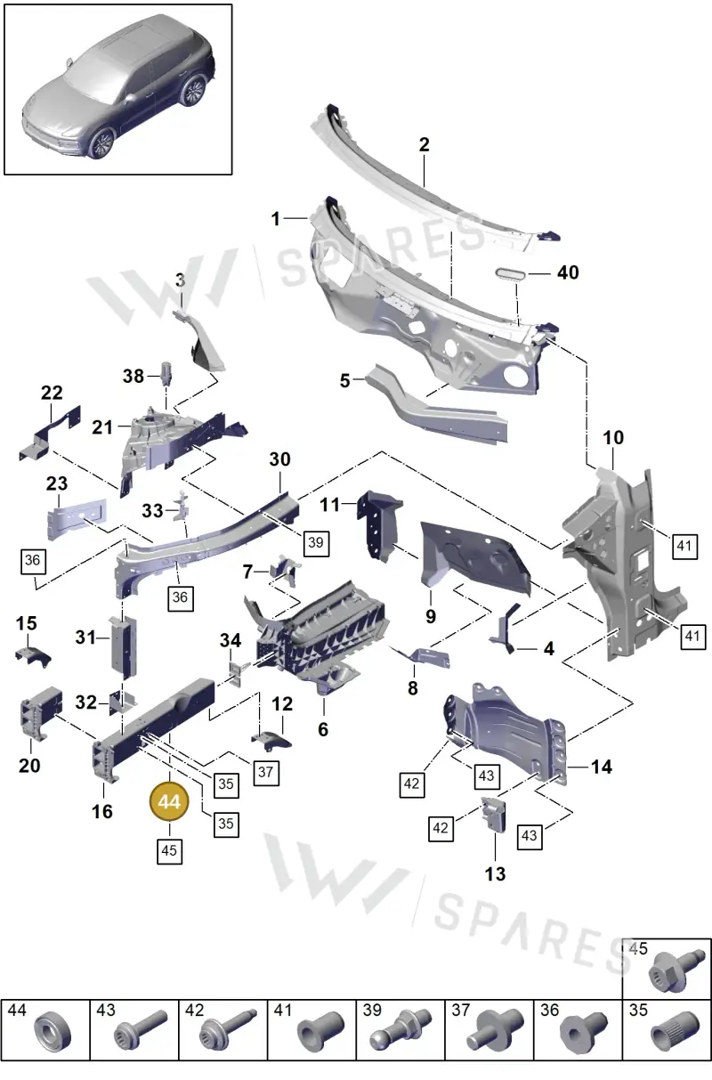 PAF007690 — Porsche Cayenne (2017-2023) diagram p51801005, position 44