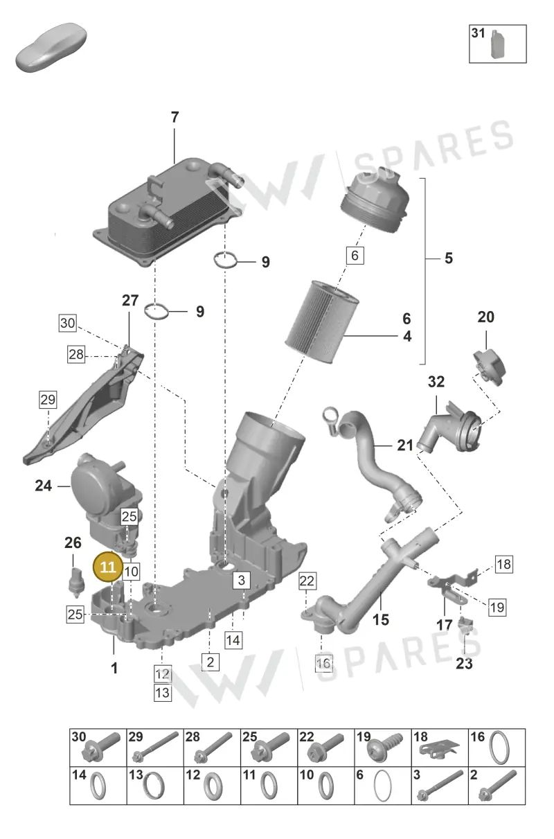 PAF008085 — Porsche 911 (2018-2024) diagram p53104100, position 11