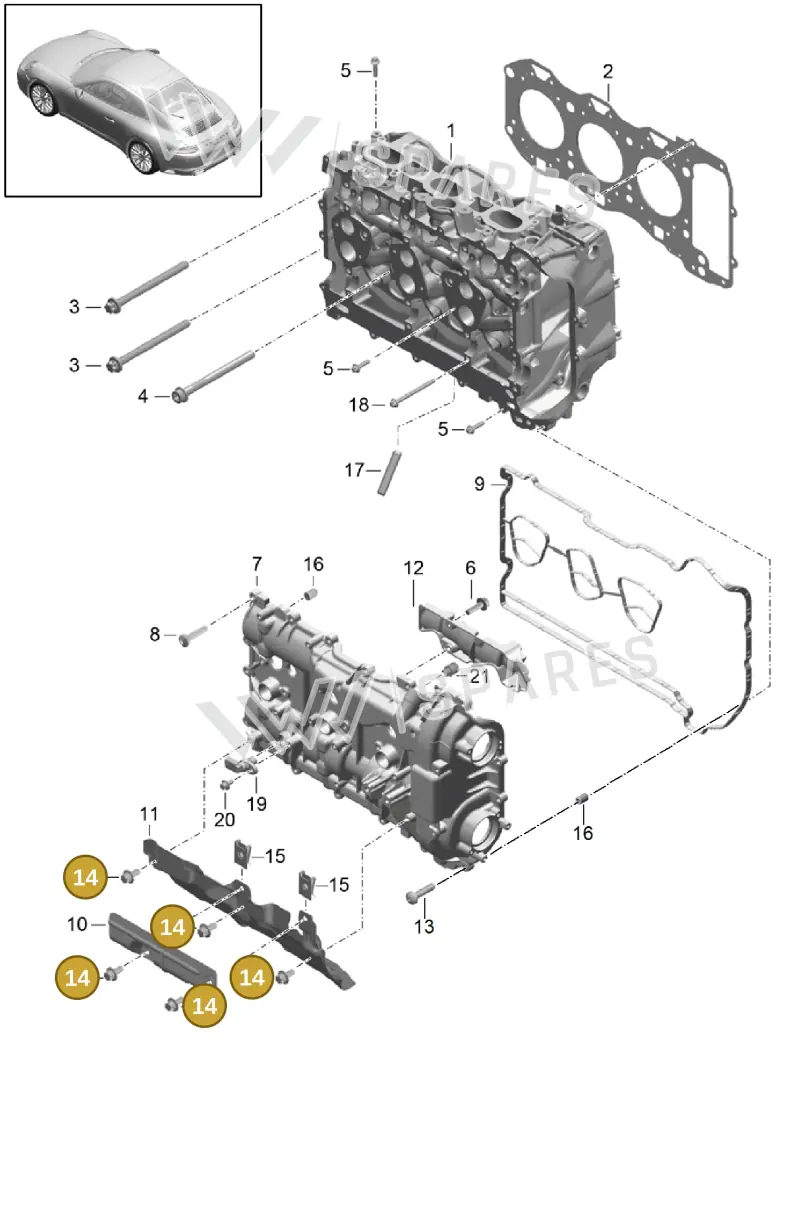 PAF008124 — Porsche 911 (2016-2019) diagram p47103000, position 14