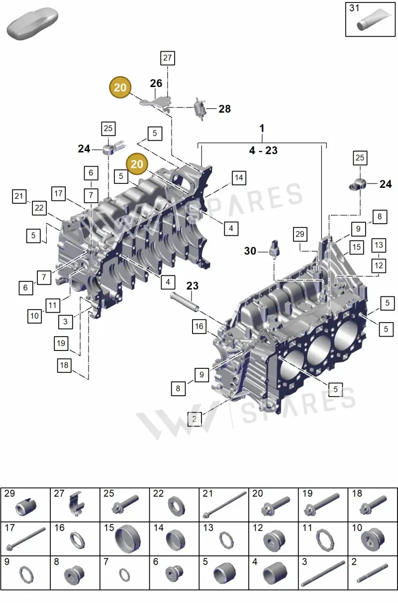 PAF008127 — Porsche 911 (2021-2022) diagram p59101100, position 20