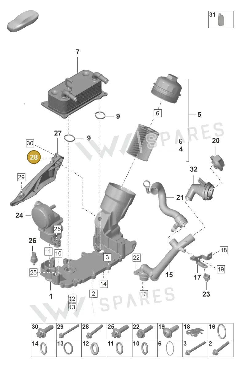 PAF008138 — Porsche 911 (2018-2024) diagram p53104100, position 28
