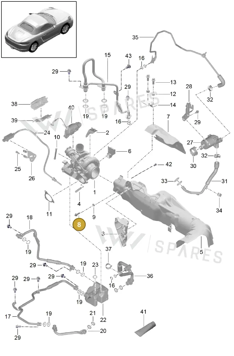 PAF008146 — Porsche Boxster (2016-2019) diagram p48202005, position 8