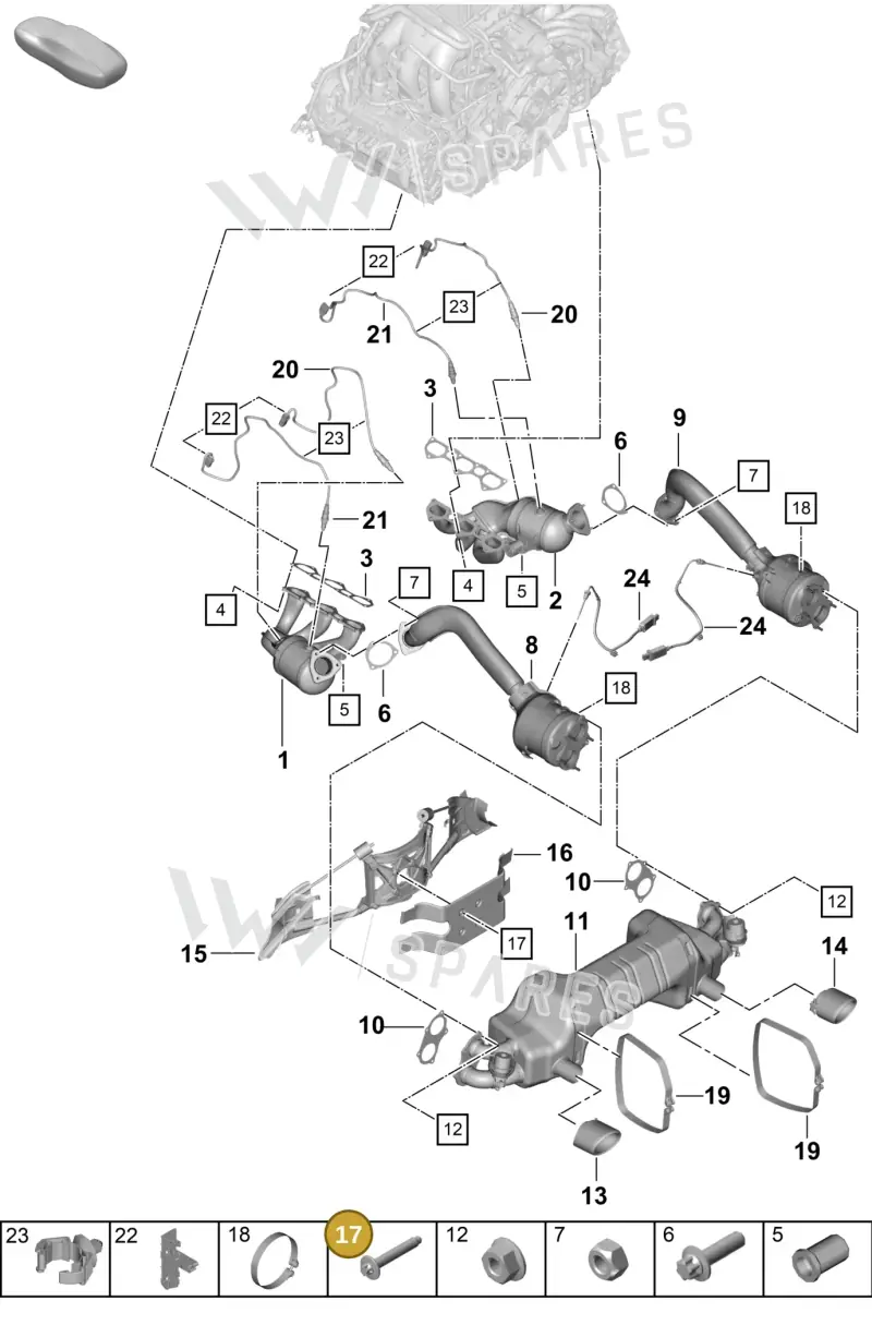 PAF008149 — Porsche Boxster Spyder (2019-2020) diagram p55202000, position 17