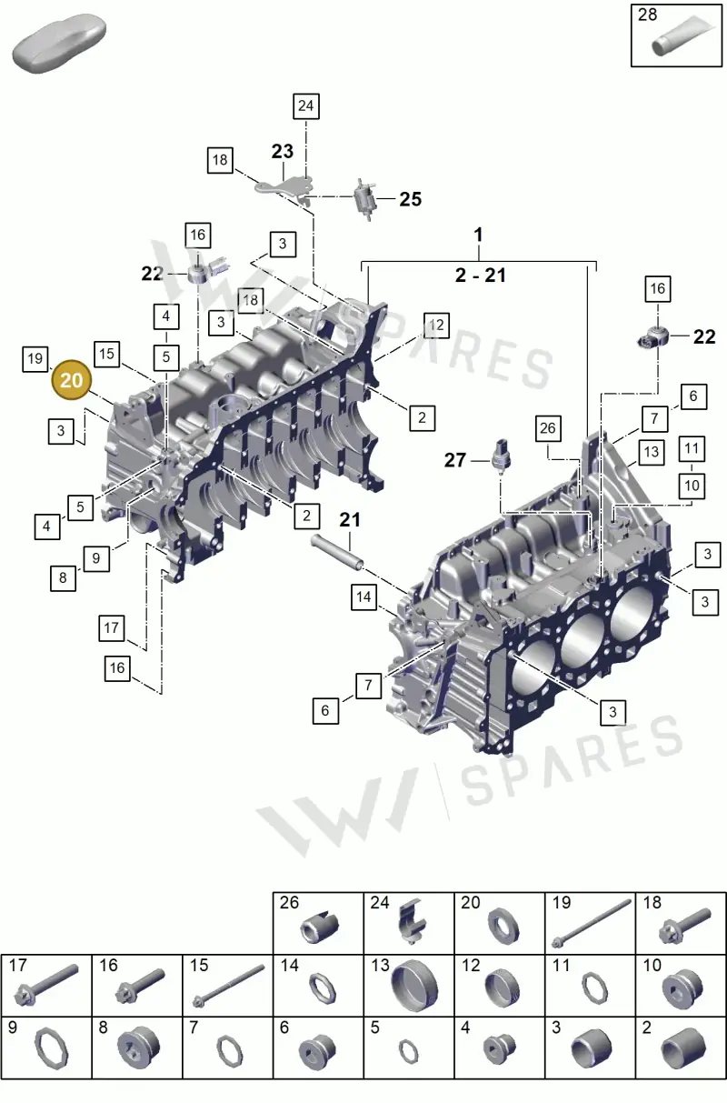 PAF008235 — Porsche Boxster Spyder (2019-2020) diagram p55101105, position 20