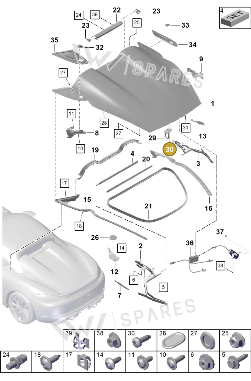 PAF008243 — Porsche Boxster Spyder (2019-2020) diagram p54803050, position 30