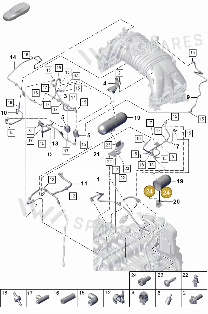 PAF008255 — Porsche Boxster Spyder (2019-2020) diagram p55107405, position 24