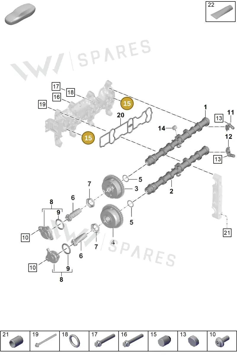 PAF008304 — Porsche Boxster Spyder (2019-2020) diagram p54103100, position 15