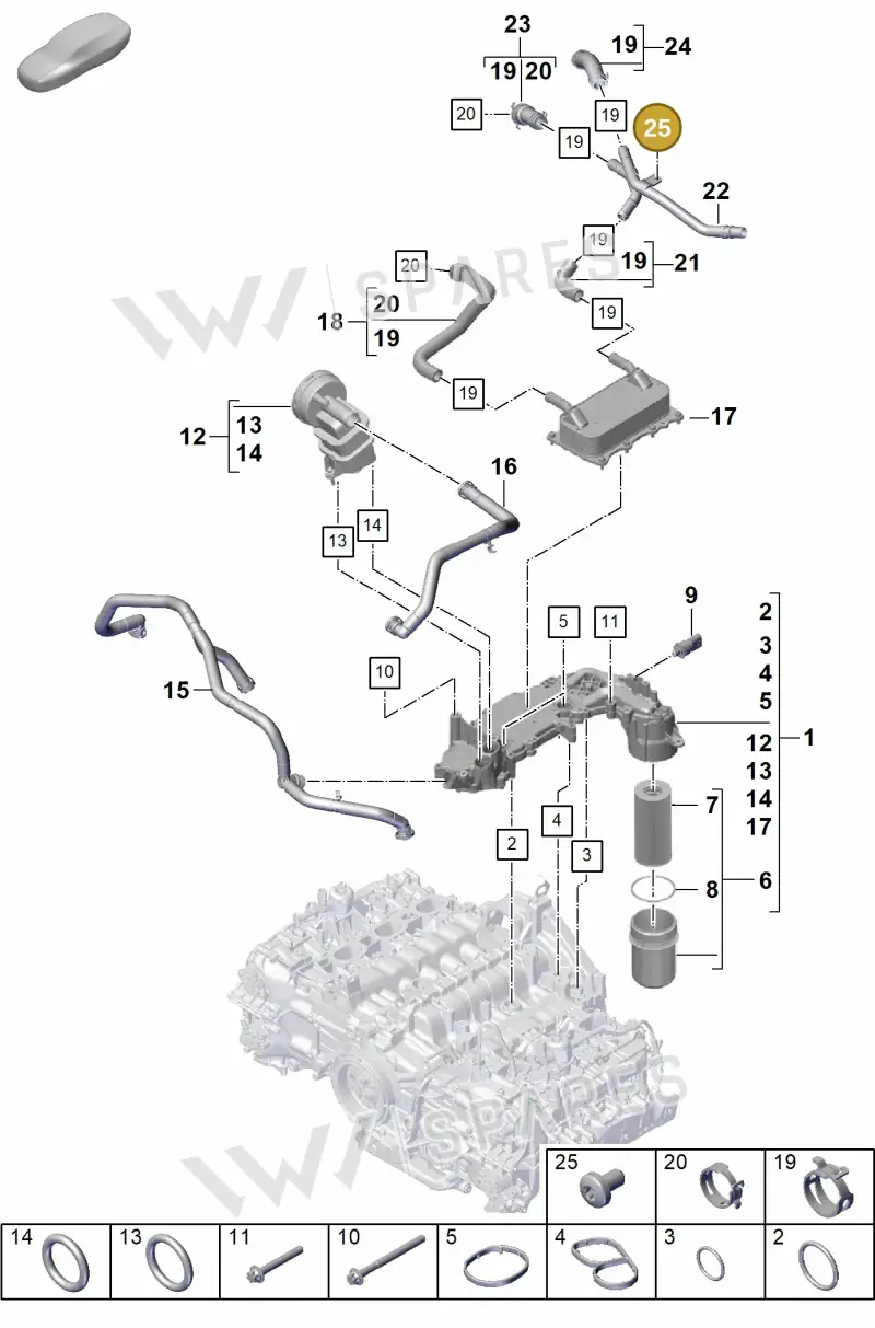PAF008313 — Porsche Boxster Spyder (2019-2020) diagram p55104110, position 25
