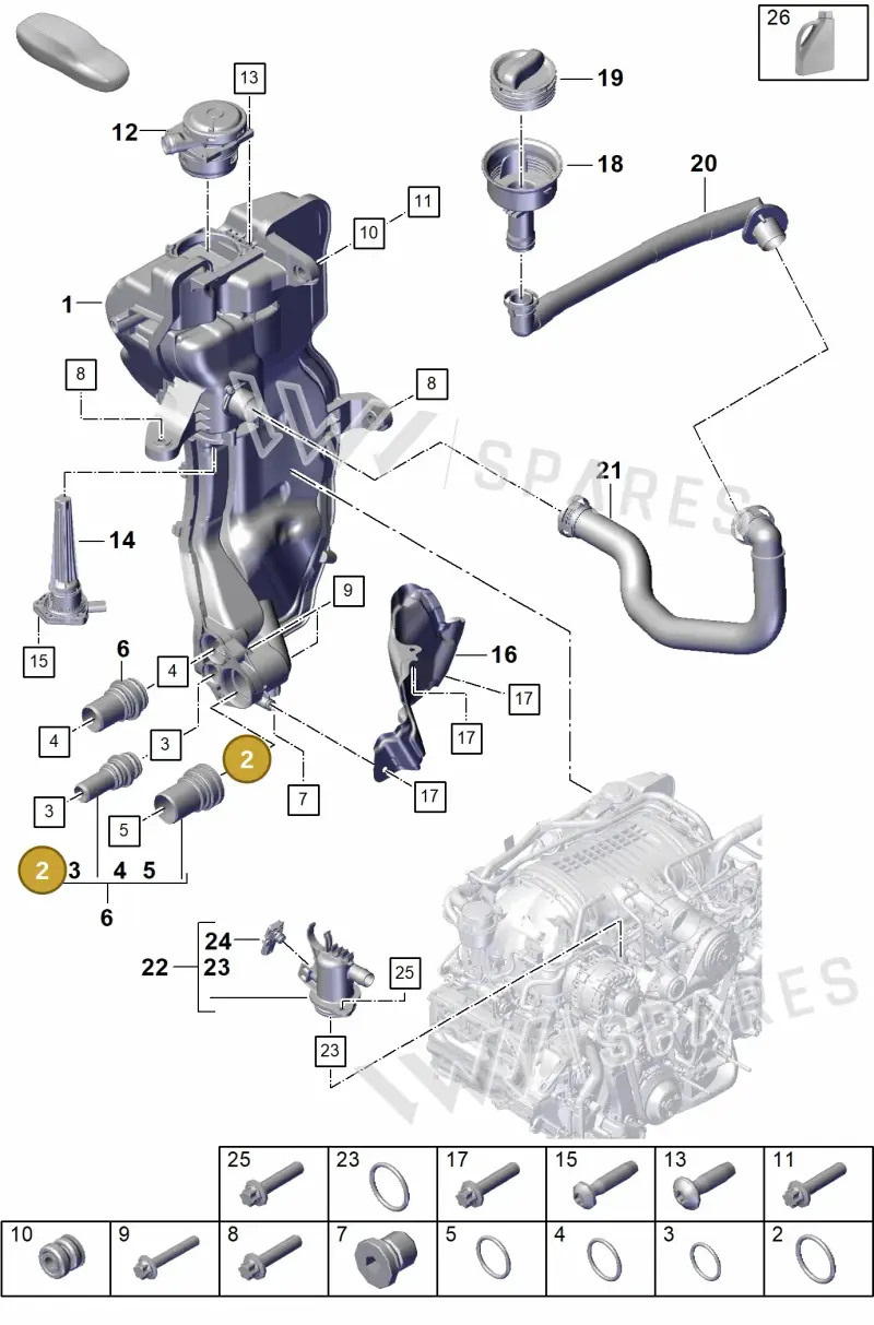 PAF008384 — Porsche Boxster Spyder (2019-2020) diagram p55104200, position 2