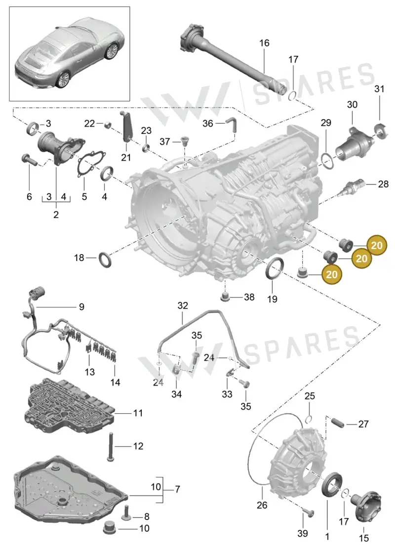 PAF008528 — Porsche 911 (2016-2019) diagram p47320005, position 20