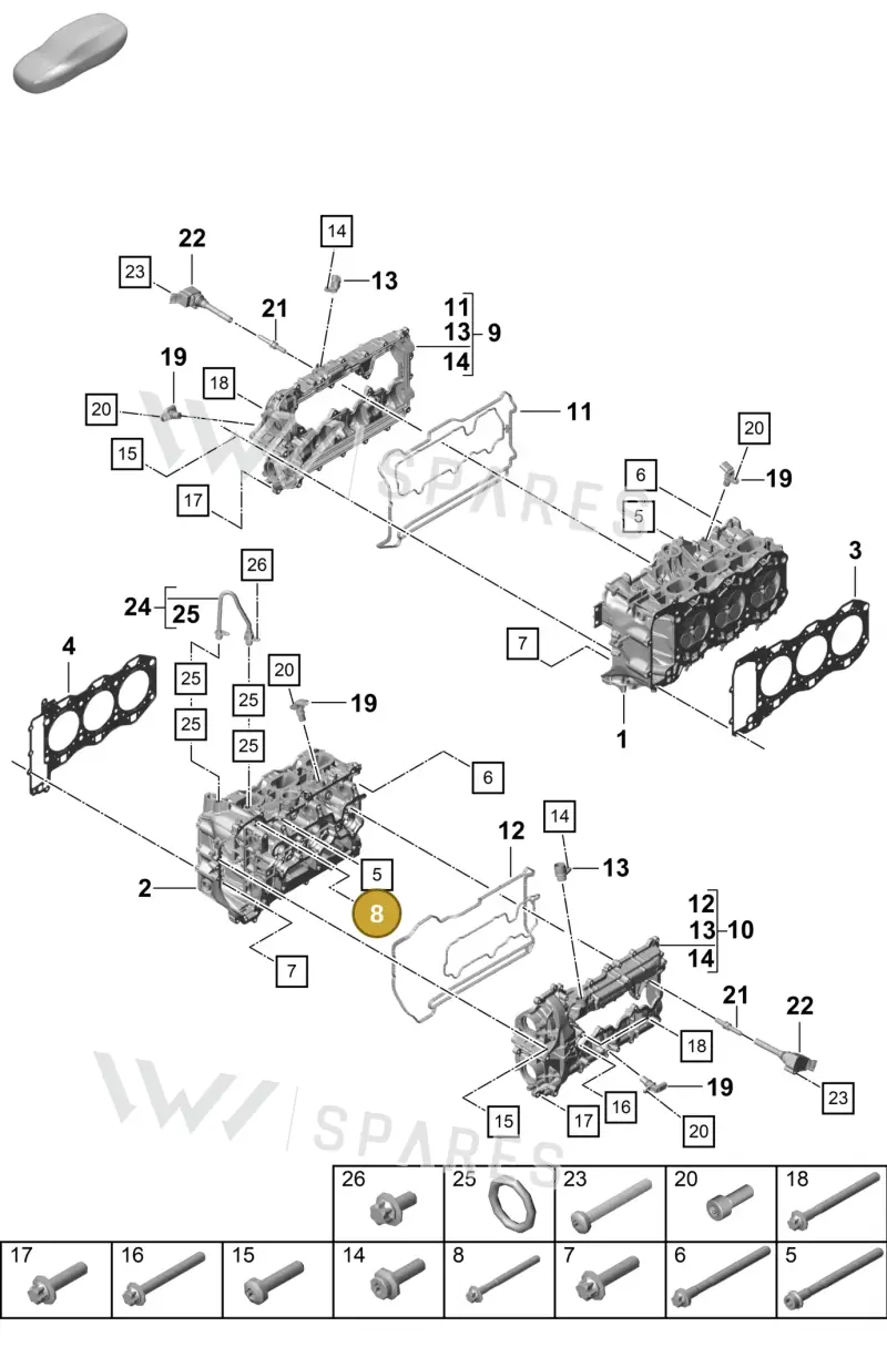 PAF008647 — Porsche Boxster Spyder (2019-2020) diagram p55103000, position 8