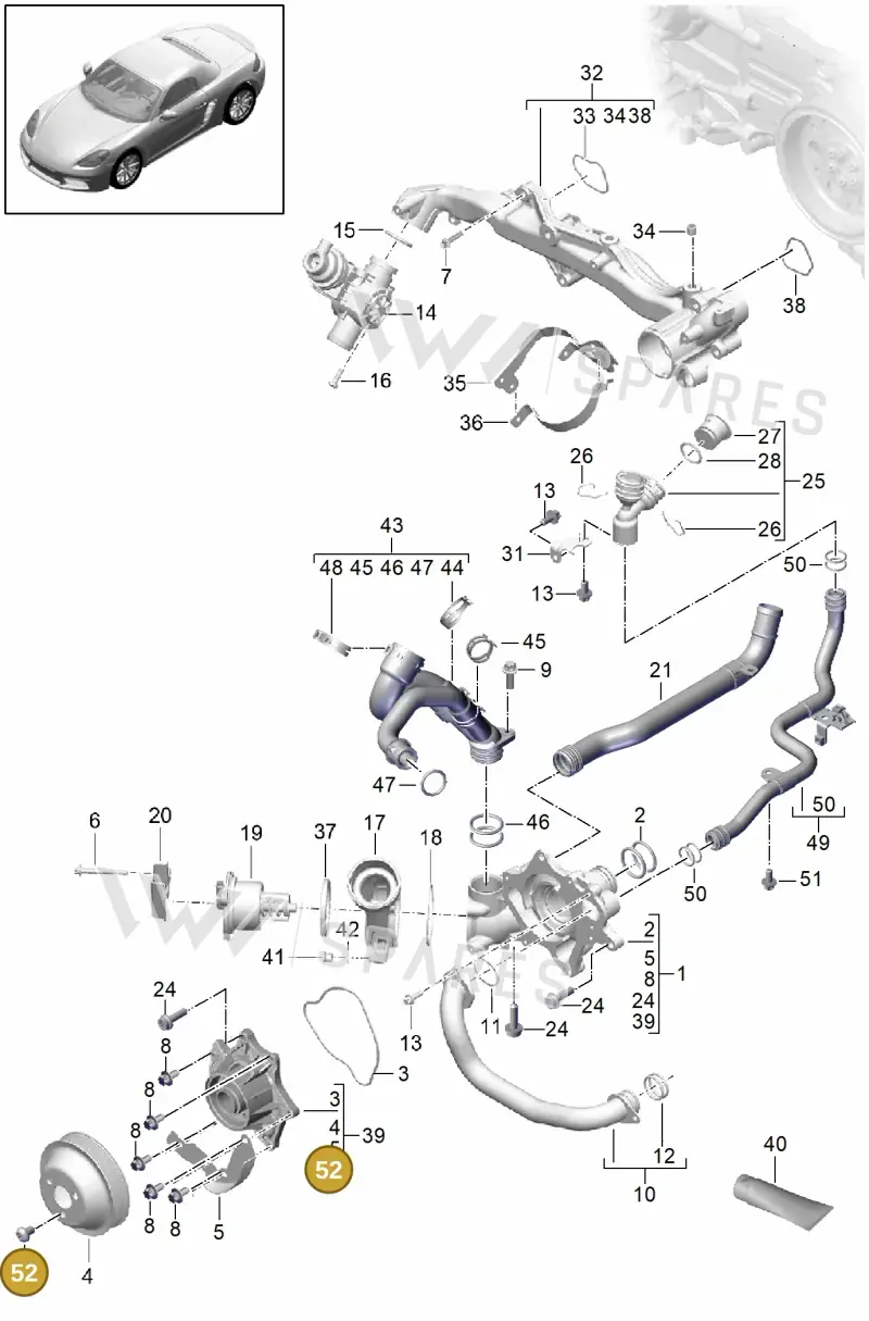 PAF008836 — Porsche Boxster (2016-2019) diagram p48105000, position 52